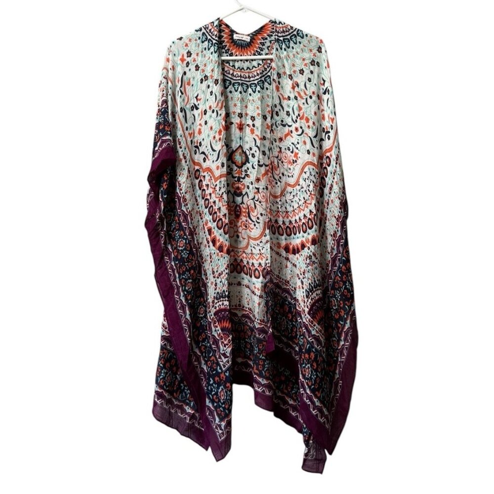 Breezy Lane Kimono Beach Cover-Up Shawl Handkerchief Wrap Poncho OS Hippie Boho‎